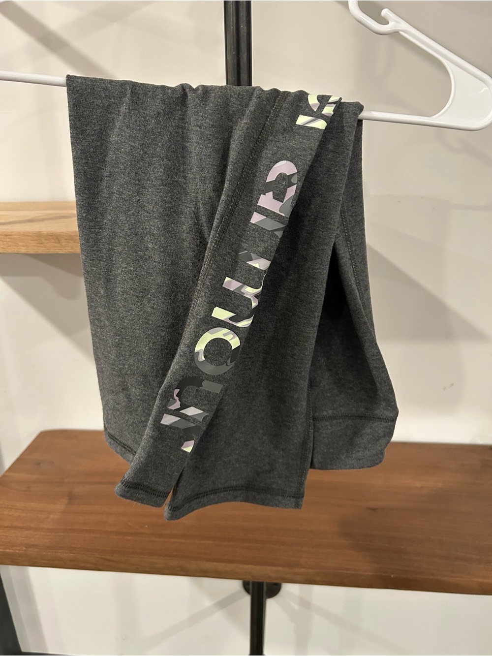 Under Armour Girls' Charcoal Gray Leggings with Pastel Logo